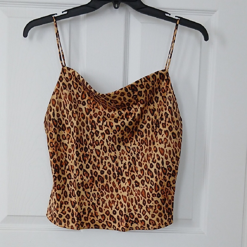 Leopard Print Cowl Neck Camisole